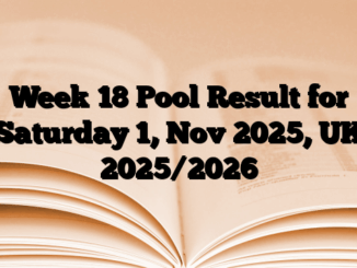 Week 18 Pool Result for Saturday 1, Nov 2025, UK 2025/2026